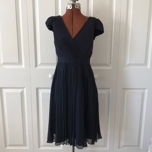J.Crew - Size 4 - Silk Navy V-Neck Cocktail Dress